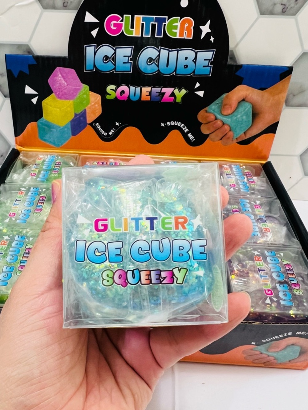Viral Glitter Ice Cube Squeezy